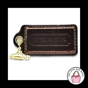 2.5" Large COACH POPPY Bronze Mirrored Leather Fob Bag Charm Keychain Hang Tag